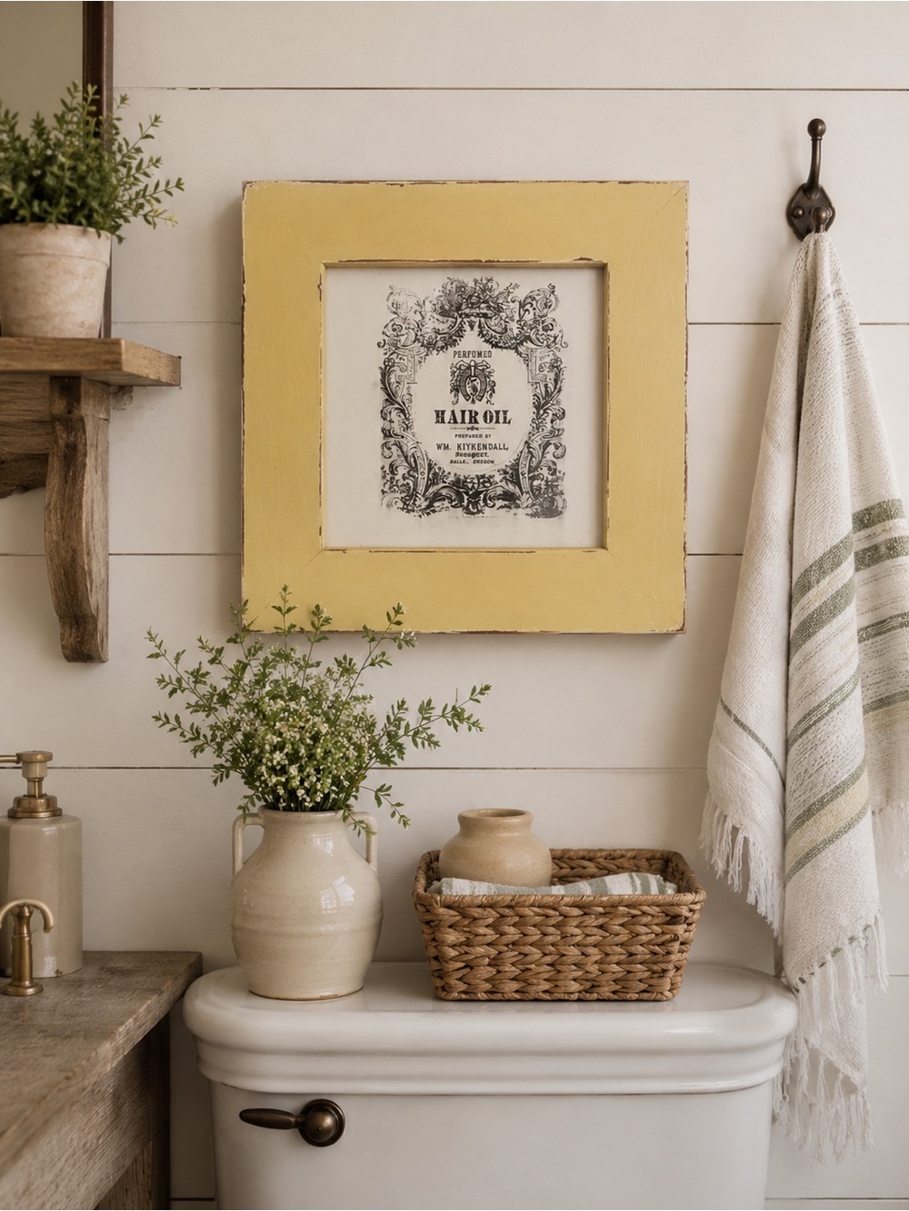 Yellow Wall Frame with Vintage Print
